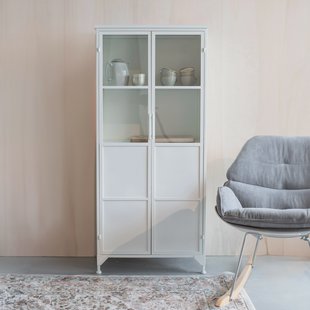 ZILT Vitrinekast 'Majah' metaal 150 x 68cm, kleur Wit