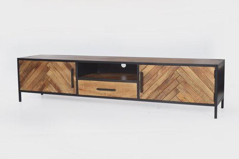 LivingFurn TV-meubel 'Brooklyn' Mangohout en staal, 200cm