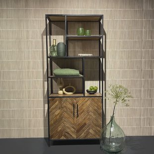 Livingfurn Wandkast 'Brooklyn' Mangohout en staal, 210 x 90cm