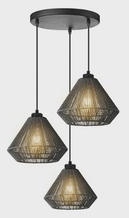 LABEL51 Hanglamp 'Ibiza Diamond' Jute, 3-lamps, kleur Zwart