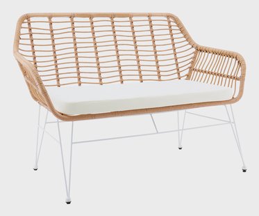 Artistiq Tuinbank 'Haris' 120cm, Rotanlook, kleur Wit