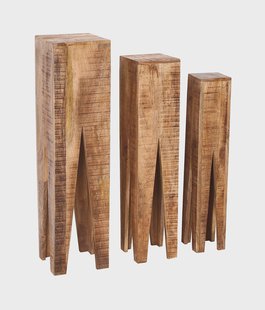 Artistiq Zuil 'Fleur' Mangohout, Set van 3 stuks