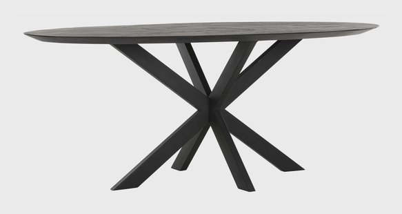 DTP Home Ovale Eettafel 'Shape' Teakhout, 200 x 100cm, kleur Zwart