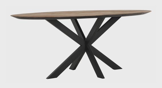 DTP Home Ovale Eettafel 'Shape' Teakhout, 200 x 100cm, kleur Naturel