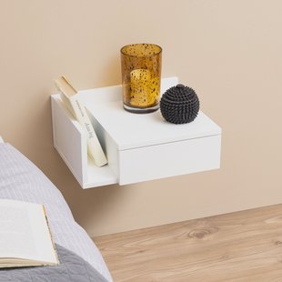 Bendt Zwevend Nachtkastje 'Cecilie' met vakje, kleur Wit