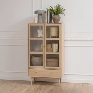 Bendt Vitrinekast 'Ove' Eiken Whitewash, 145 x 80cm