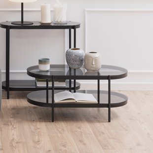 Bendt Ovale Glazen Salontafel 'Paw' 95 x 50cm, kleur Zwart