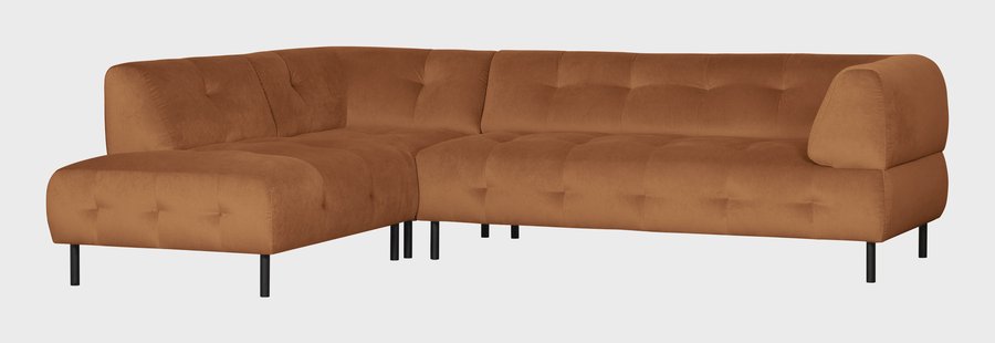 WOOOD Hoekbank 'Lloyd' Links, Velvet, kleur Cinnamon