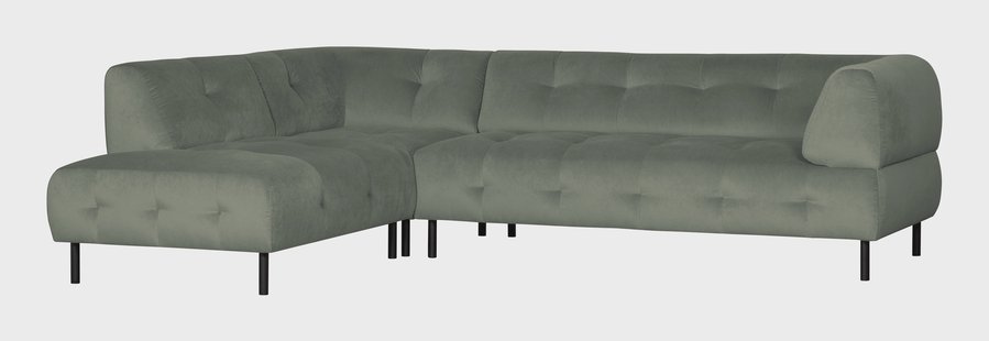 WOOOD Hoekbank 'Lloyd' Links, Velvet, kleur Waterplant