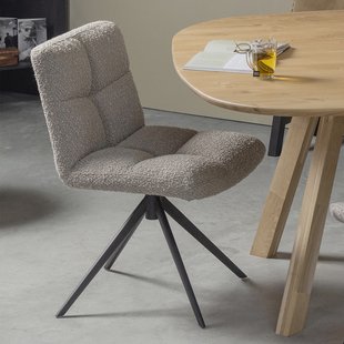 WOOOD Draaibare Eetkamerstoel 'Vinny' Bouclé, kleur Zand