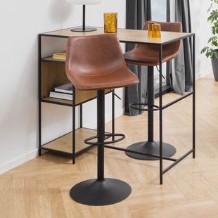 Bendt Draaibare Barkruk 'Xanthe' PU, kleur Cognac (zithoogte 61-83cm)