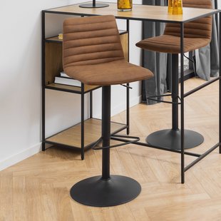 Bendt Draaibare Barkruk 'Yordy' PU, kleur Cognac (zithoogte 60.5-82cm)