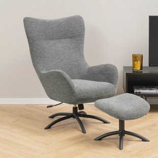 Bendt Draaifauteuil 'Keaton' met voetenbankje, kleur Donkergrijs