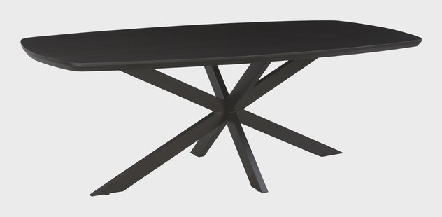 LivingFurn Deens Ovale Eettafel 'Jesper' Mangohout, 230 x 105cm, kleur Zwart