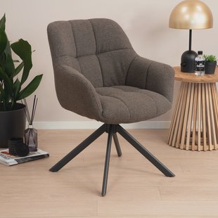 Sohome Draaibare Eetkamerstoel 'Almar' Bouclé, kleur Donkerbruin
