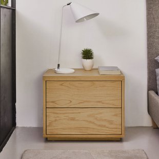 Kave Home Nachtkastje 'Abilen' Eiken, 53 x 44cm, kleur Naturel