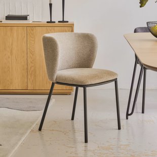 Kave Home Eetkamerstoel 'Ciselia' Chenille, kleur Lichtbruin