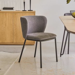 Kave Home Eetkamerstoel 'Ciselia' Chenille, kleur Donkergrijs