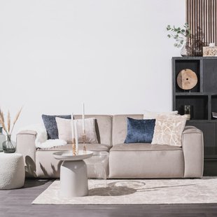 SEVN Bank 'Amarillo' 4-zits, Rib, kleur Taupe