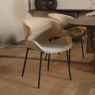 Eleonora Eetkamerstoel 'Tess' Bouclé, kleur Zand