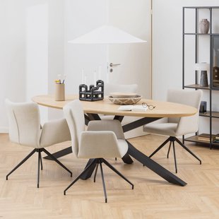 Bendt Ovale Eettafel 'Line' Eiken, 220 x 100cm