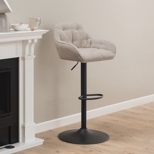 Bendt Draaibare Barkruk 'Loren' Bouclé, kleur Beige (zithoogte 63-84cm)