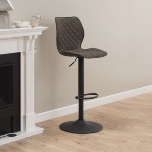 Bendt Barkruk 'Algot' PU, kleur Antraciet (zithoogte 60-80cm)