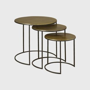 RENEW Bijzettafel 'Marina' Set van 3 stuks, kleur Brass Antique