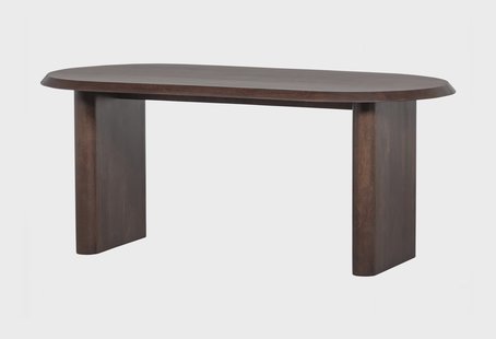 vtwonen Ovale Eettafel 'Ellips' Mangohout, 180 x 90cm, kleur walnoot