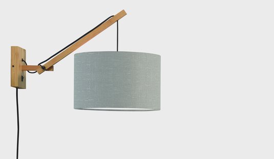GOOD&MOJO Wandlamp 'Andes' Small, Bamboe en Eco linnen, kleur Lichtgrijs/Naturel