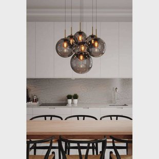 By Rydéns By Rydens hanglamp Laura, Ø 54 cm, 7-lamps, rookgrijs