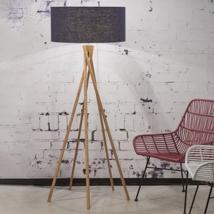 Good&Mojo Vloerlamp 'Kilimanjaro' Bamboe en Eco linnen, kleur Denimblauw