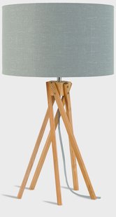 Good&Mojo Tafellamp 'Kilimanjaro' Bamboe en Eco linnen, kleur Lichtgrijs