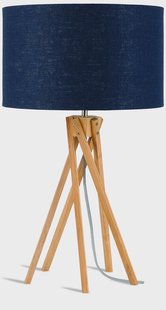Good&Mojo Tafellamp 'Kilimanjaro' Bamboe en Eco linnen, kleur Denimblauw