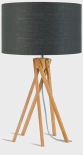 Good&Mojo Tafellamp 'Kilimanjaro' Bamboe en Eco linnen, kleur Donkergrijs