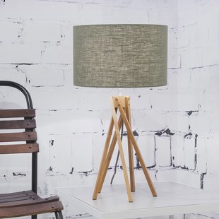 Good&Mojo Tafellamp 'Kilimanjaro' Bamboe en Eco linnen, kleur Groen