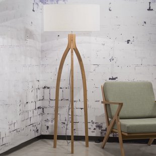 Good&Mojo Vloerlamp 'Annapurna' Bamboe en Eco linnen, kleur Wit