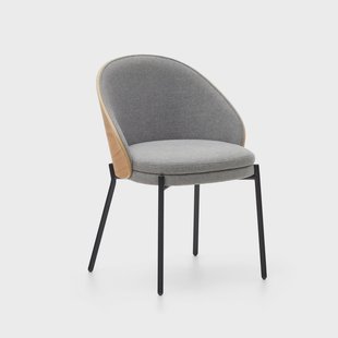 Kave Home Eetkamerstoel 'Eamy' Essenhout, kleur Lichtgrijs/Naturel