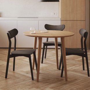 Kave Home Uitschuifbare Ronde Bistrotafel/Eettafel 'Oqui' Eikenhout, 90-170 x 90cm