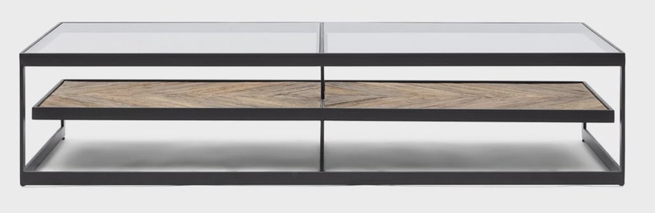 Rivièra Maison Salontafel 'Graydon' Essenhout en Glas, 180 x 80cm