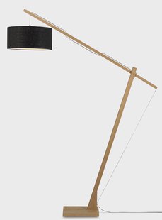 GOOD&MOJO Vloerlamp 'Montblanc' Bamboe en Eco linnen, 207cm, kleur Zwart