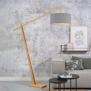 GOOD&MOJO Vloerlamp 'Montblanc' Bamboe en Eco linnen, 207cm, kleur Donkerbeige
