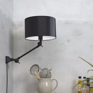 its about RoMi Wandlamp 'Amsterdam' Met stoffen kap, 65cm, kleur Zwart