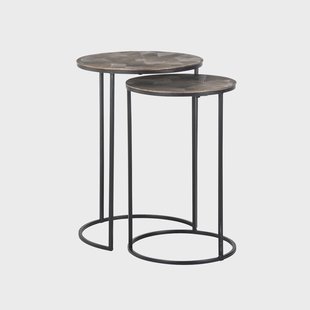 Richmond Bijzettafel 'Tulum' Set van 2 stuks, kleur Brushed Gold