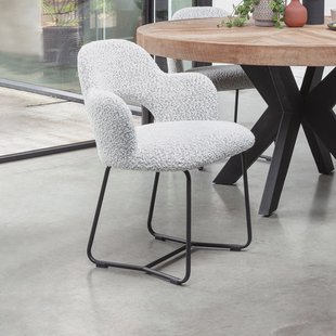 MUST Living Eetkamerstoel 'Vista' Bouclé, kleur Lichtgrijs