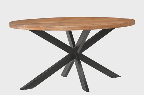 Livingfurn Ovale Eettafel 'Rocky' Mangohout, 160 x 90cm