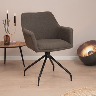 Sohome Draaibare Eetkamerstoel 'Lori' Bouclé, kleur Donkerbruin