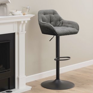 Bendt Draaibare Barkruk 'Loren' Bouclé, kleur Antraciet (zithoogte 63-84cm)