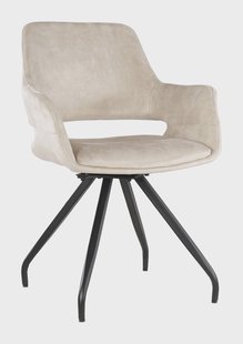 Livingfurn Draaibare Eetkamerstoel 'Capp' Velvet, kleur Beige