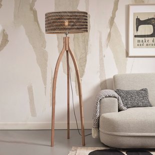 GOOD&MOJO Vloerlamp 'Java' 3-poot, Bamboe, kleur Naturel/Zwart